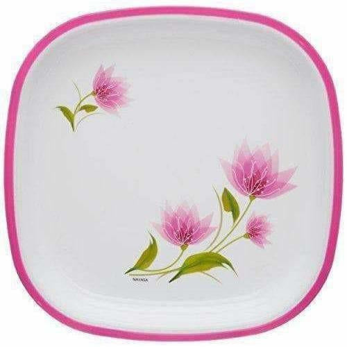Pink Color Square Quarter Plate Set - 6 Plates Set