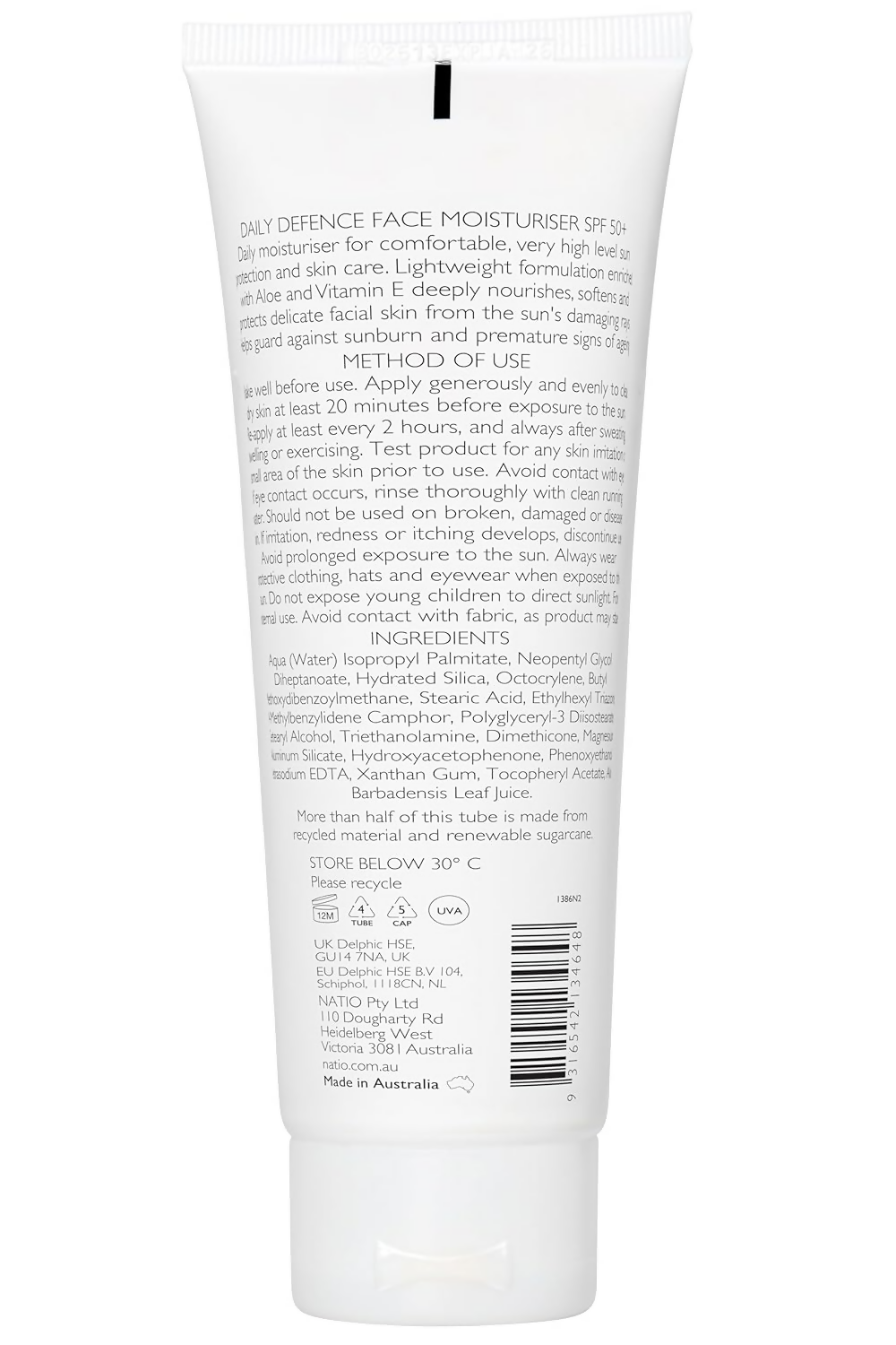 Natio Daily Defence Face Moisturiser SPF 50+