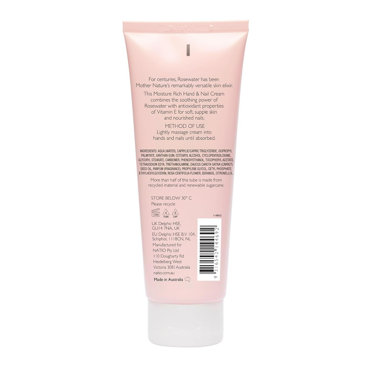 Natio Rosewater Hydration Moisture Rich Hand & Nail Cream