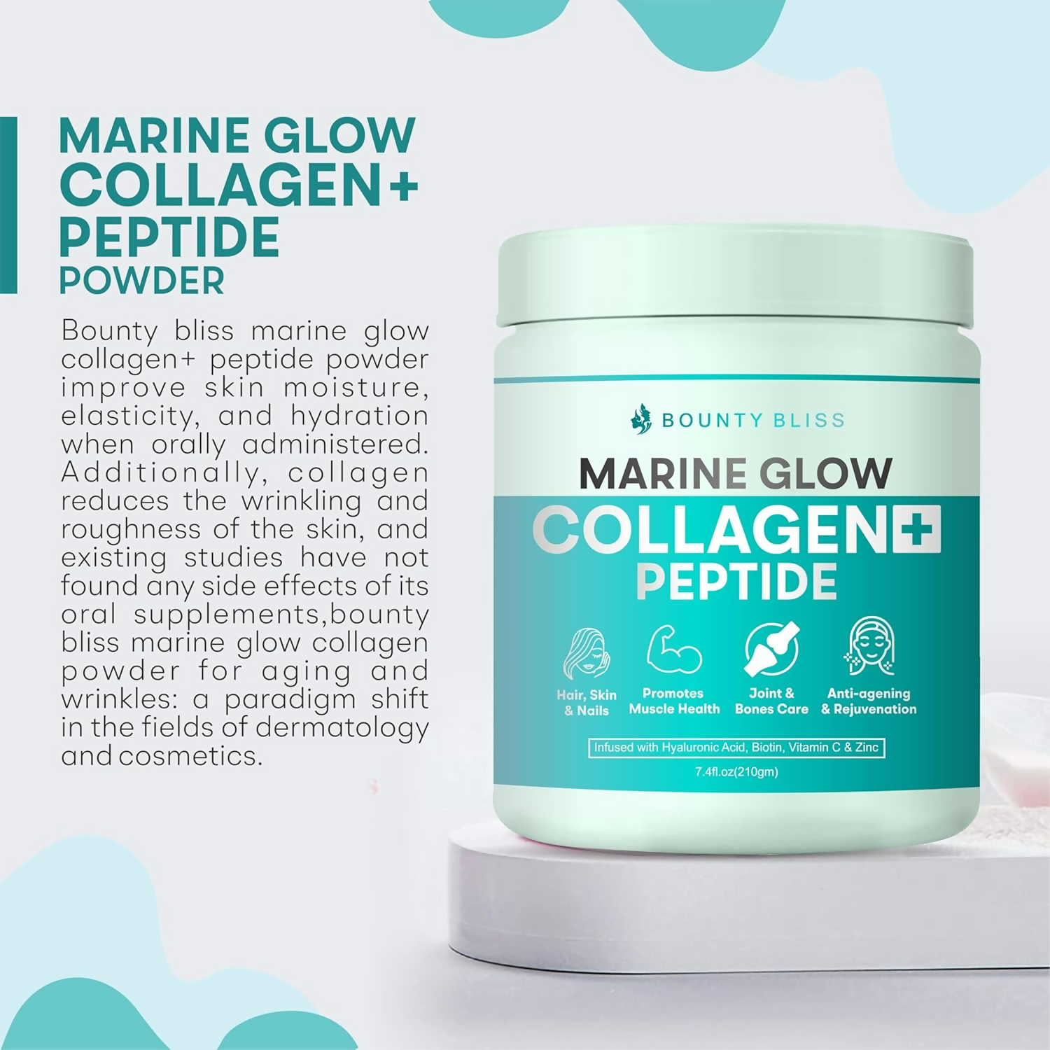 Bounty Bliss Marine Glow Collagen+ Peptides Powder for Women & Men