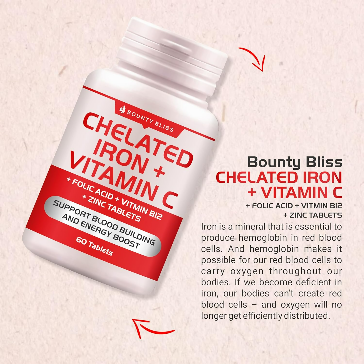 Bounty Bliss Iron Folic Acid Supplement - Vital Support for Energy and Wellness