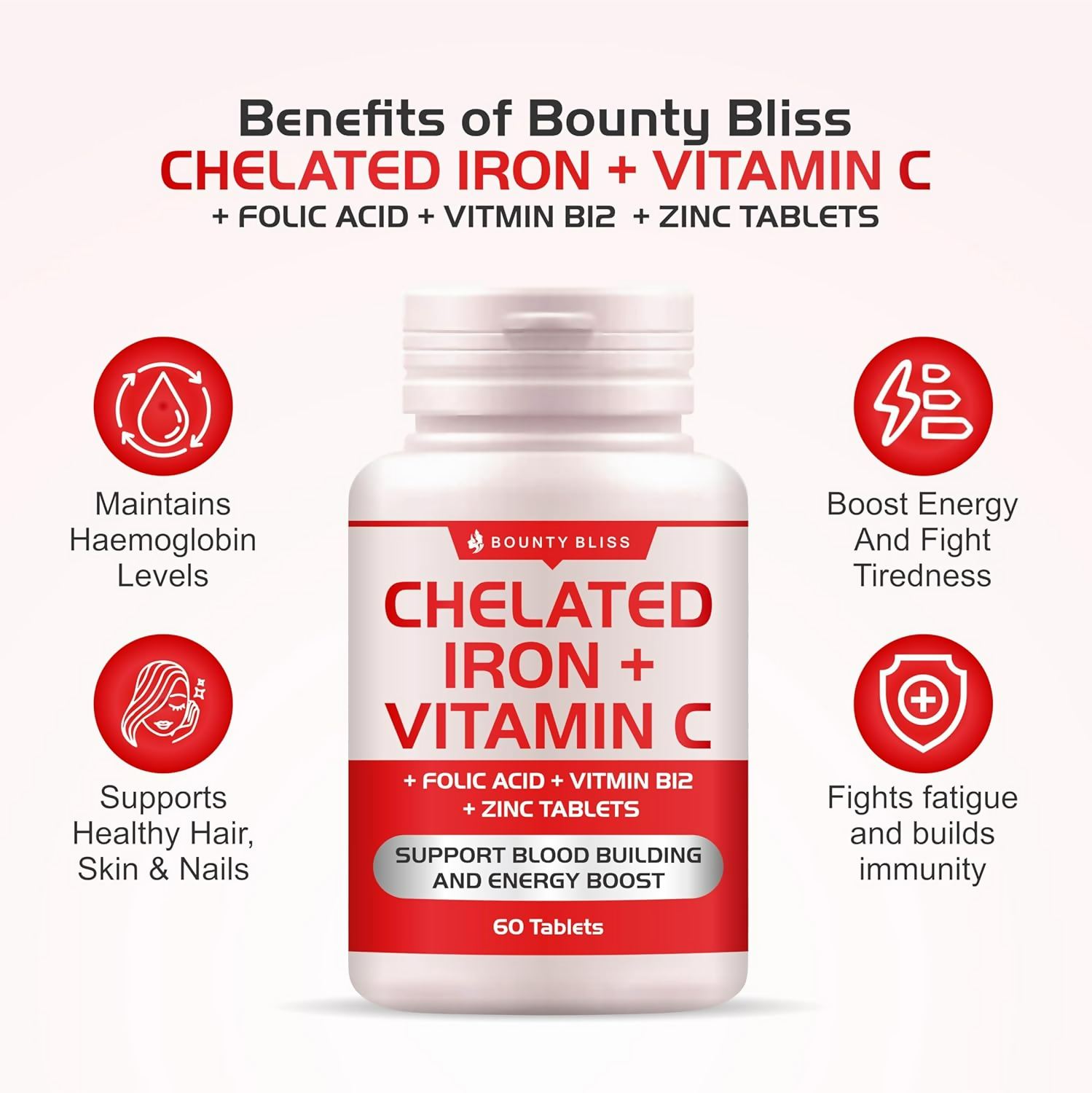 Bounty Bliss Iron Folic Acid Supplement - Vital Support for Energy and Wellness