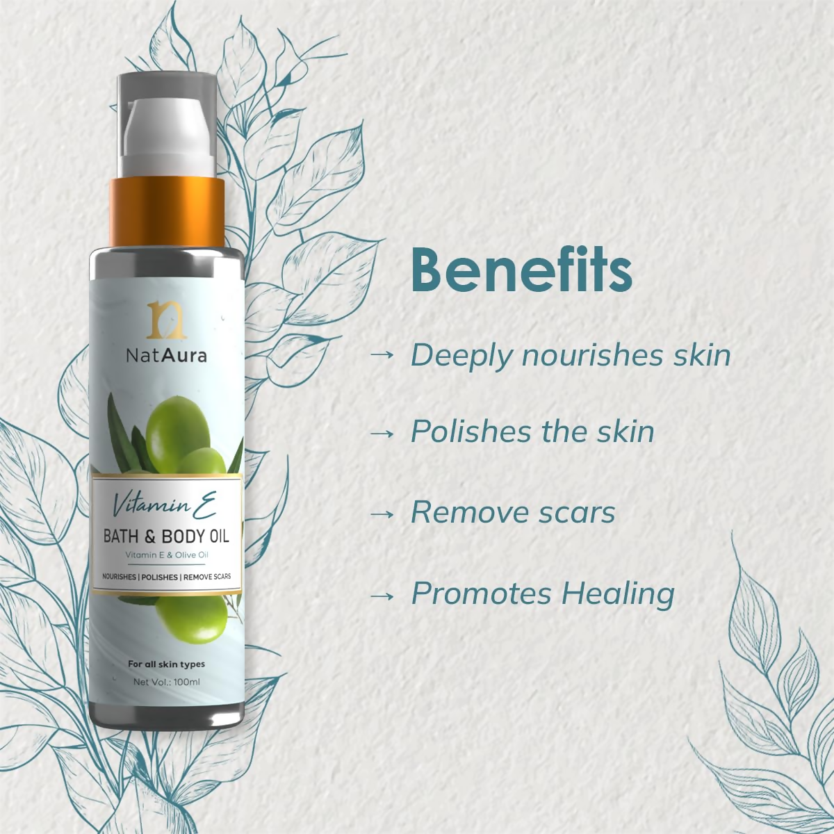 NatAura Vitamin E Bath & Body Oil