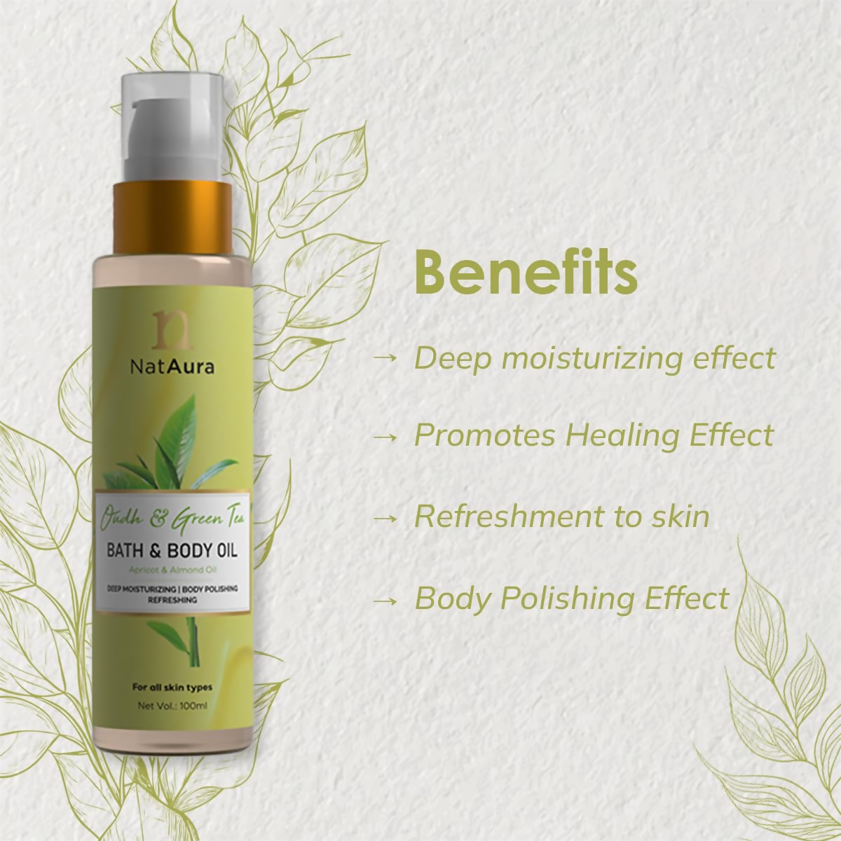 NatAura Oudh & Green Tea Bath & Body Oil