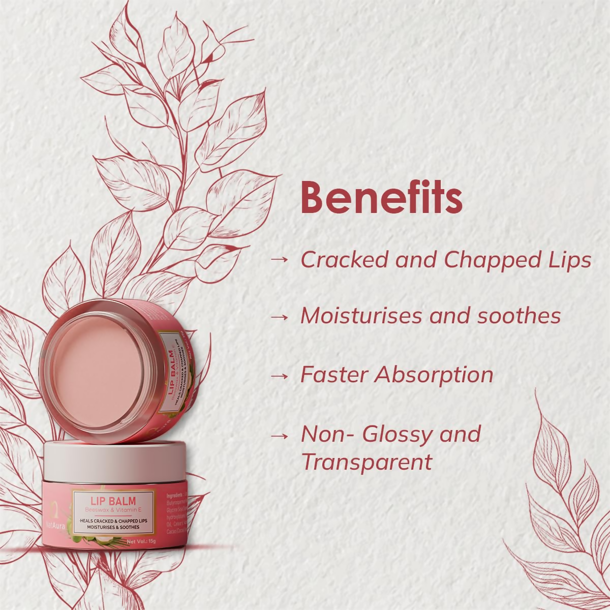 NatAura Lip Balm Beeswax & Vitamin E