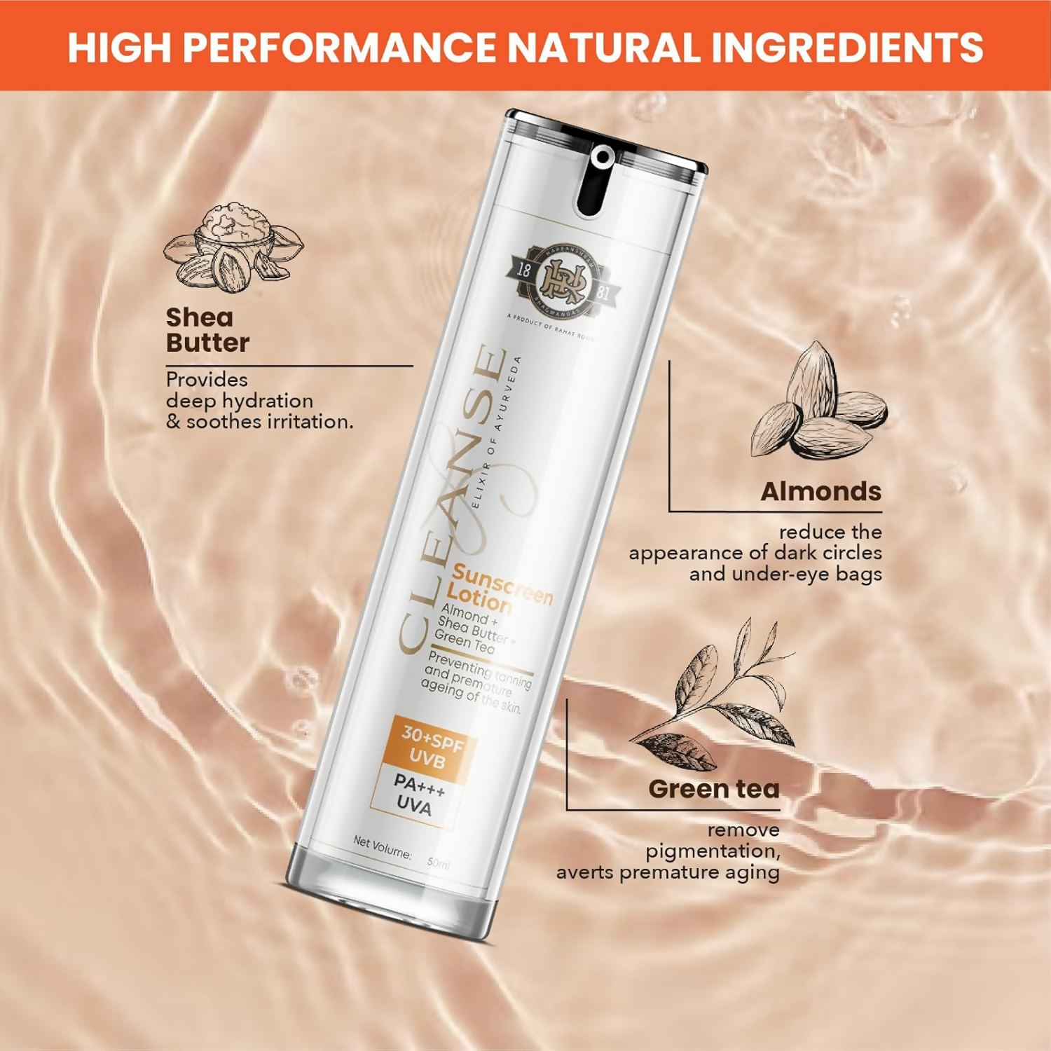 Cleanse Ayurveda Sunscreen Lotion SPF 30+ PA+++