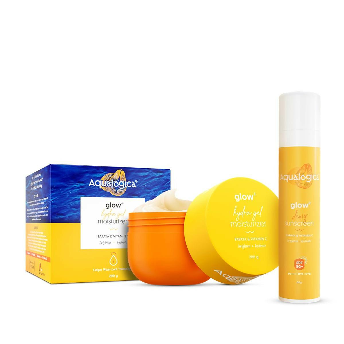 Aqualogica Hydra Glow Duo - Glow+ Dewy Sunscreen + Glow+ Hydra Gel Moisturizer
