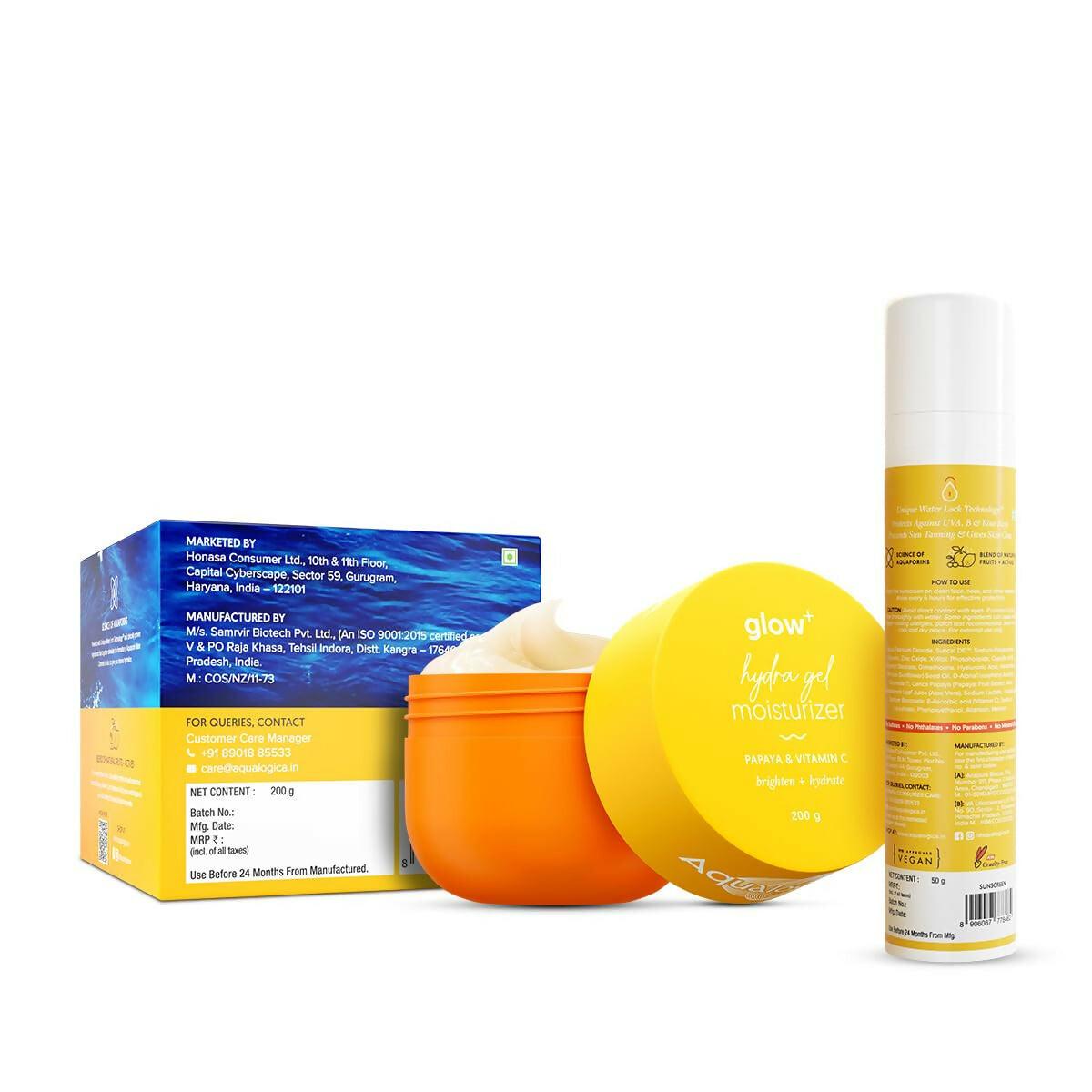 Aqualogica Hydra Glow Duo - Glow+ Dewy Sunscreen + Glow+ Hydra Gel Moisturizer
