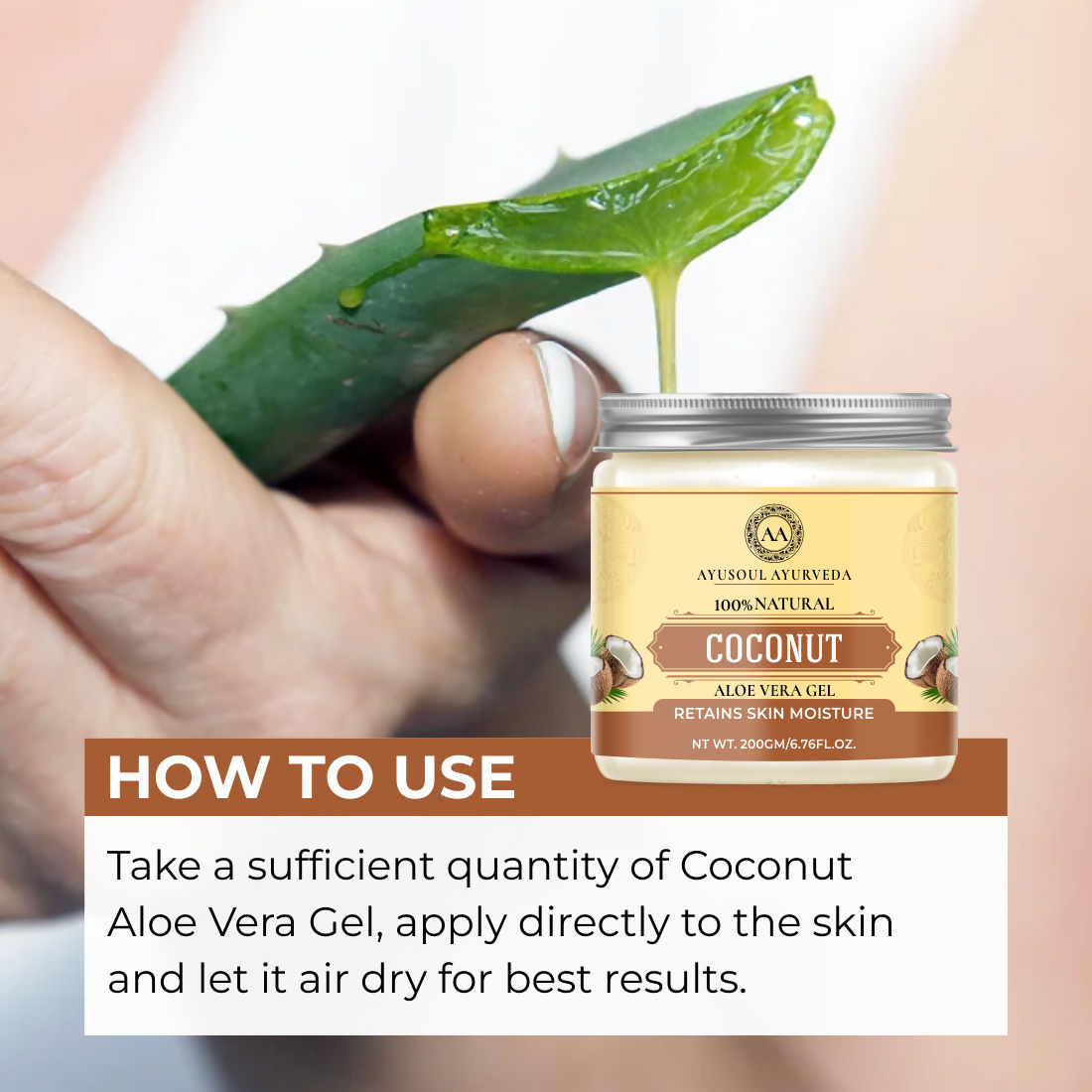 Ayusoul Ayurveda Coconut Aloe Vera Gel For Face & Body Skin Treatment