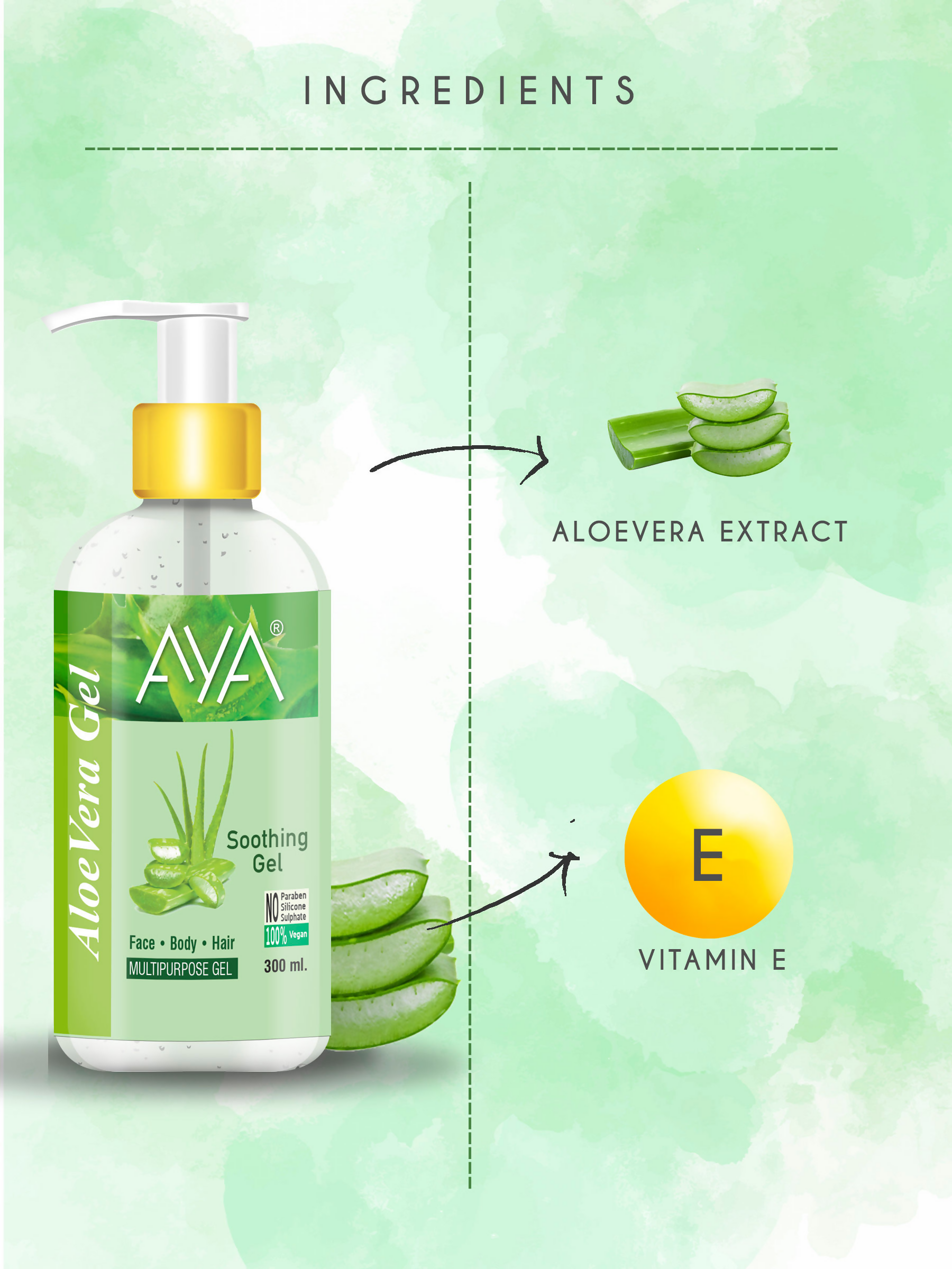 AYA Multipurpose Aloe Vera Gel For Face, Hair & Body