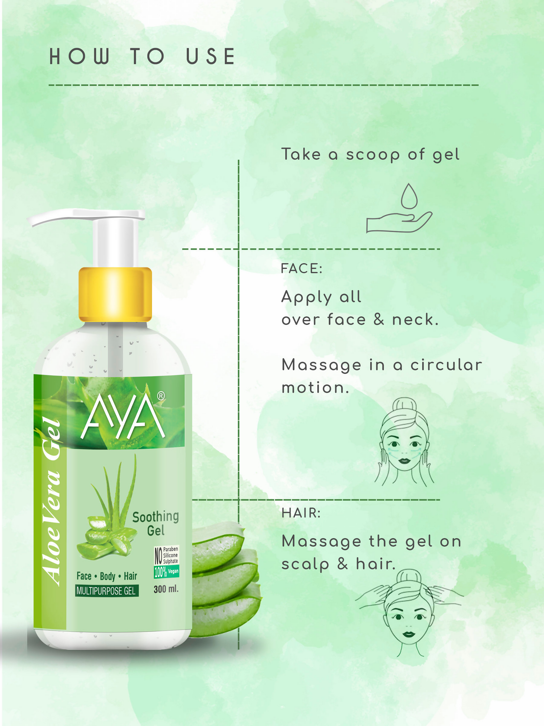 AYA Multipurpose Aloe Vera Gel For Face, Hair & Body