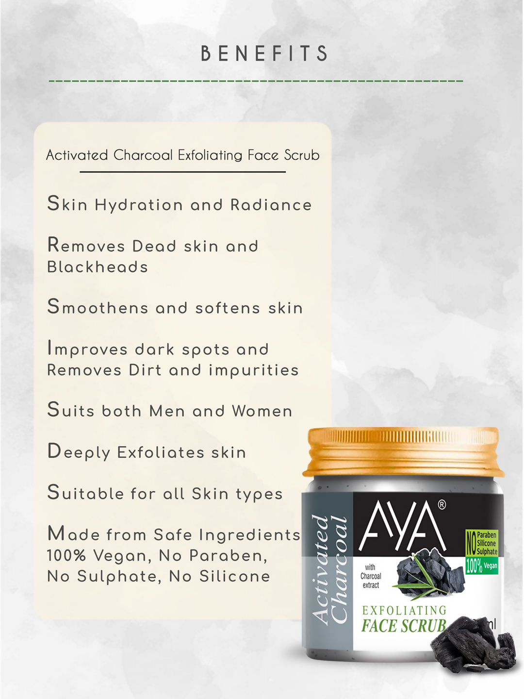 AYA Activated Charcoal Exfoliating Face Scrub