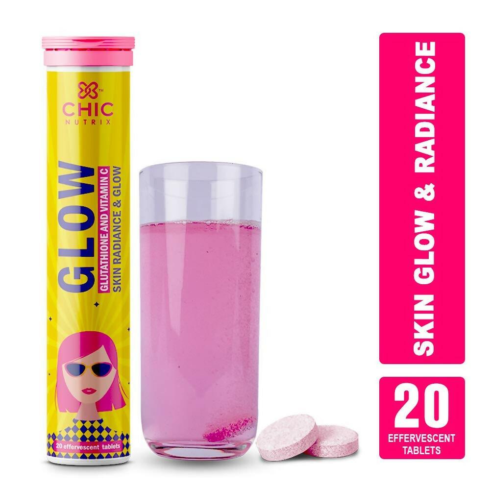 Chicnutrix Glow Japanese Glutathione & Vit. C and Bounce Biotin Effervescent Tablets Combo - Skin Whitening and Hair Growth Supplements