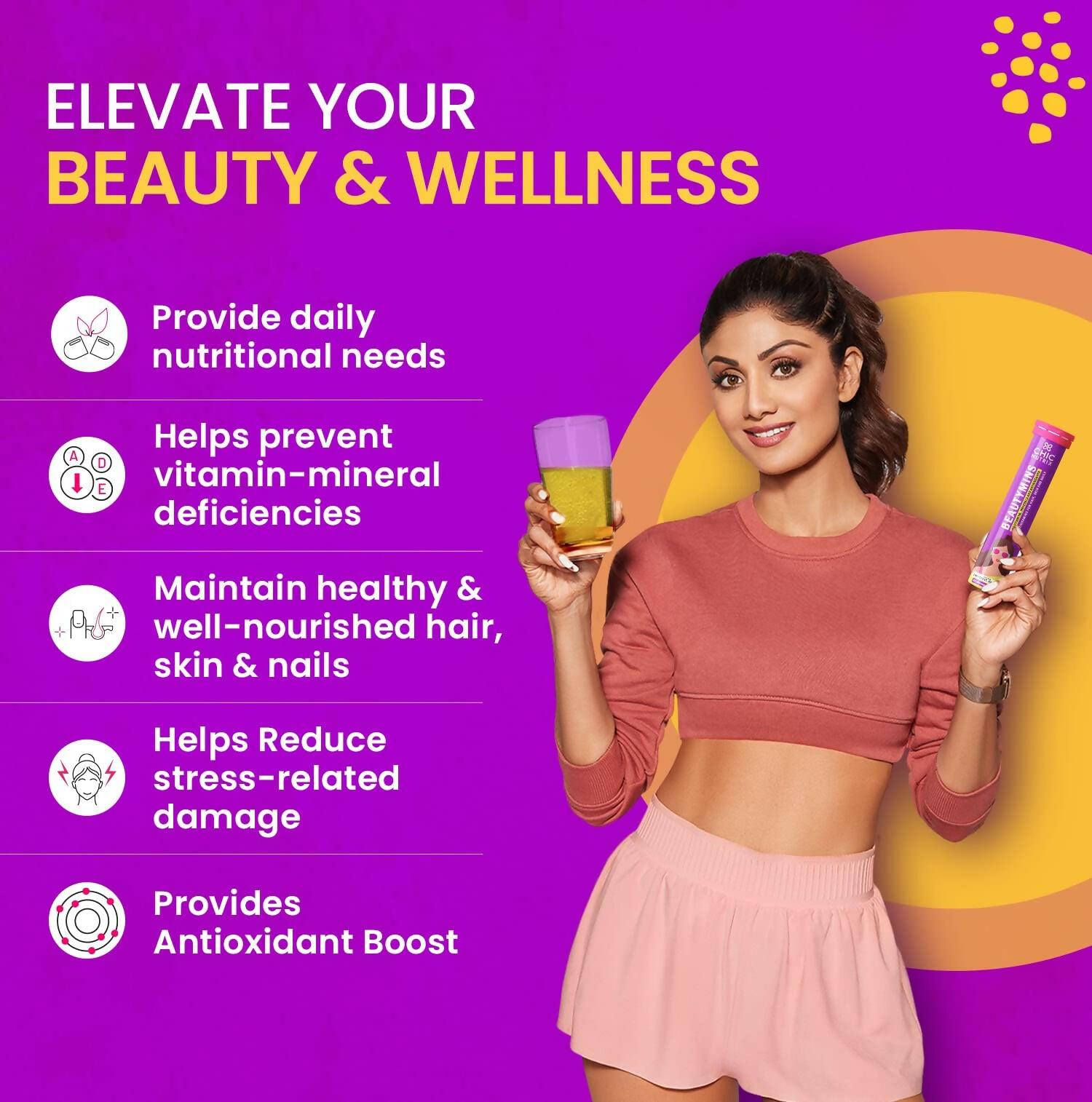 Chicnutrix Beautymins Effervescent Tablets - 26 Vitamins & Minerals Multivitamin For Women, Healthy Hair, Skin & Nails