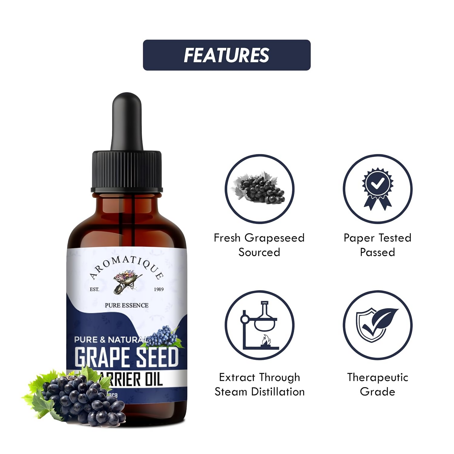 Aromatique Pure Grape Seed Oil For Hair & Skin