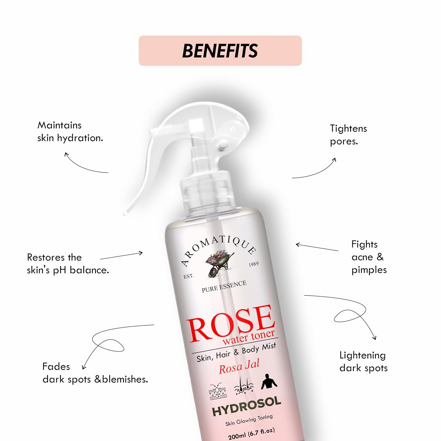 Aromatique Rose Water Spray For Face, Rose Water Toner