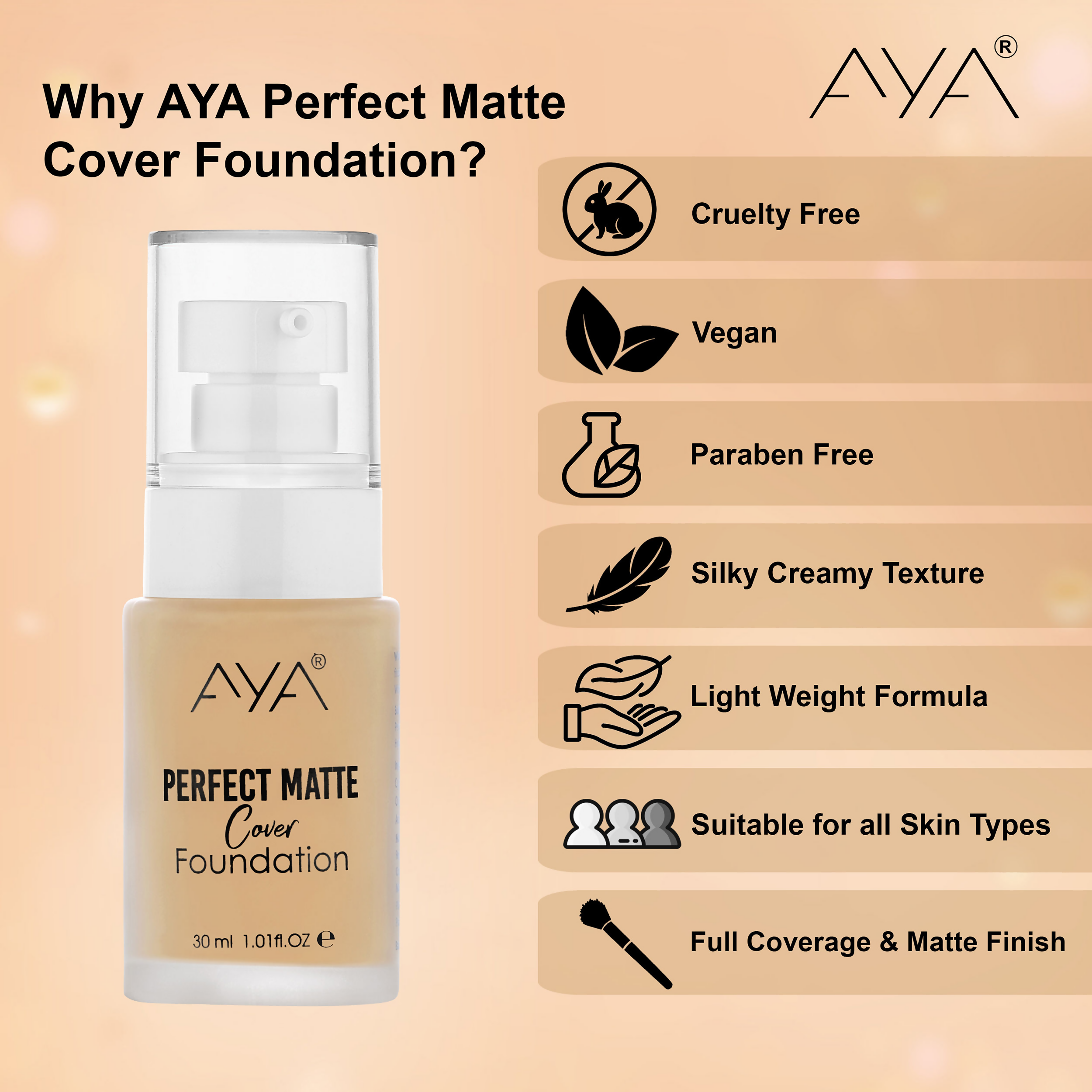 AYA Perfect Matte Cover Foundation - 01 Ivory