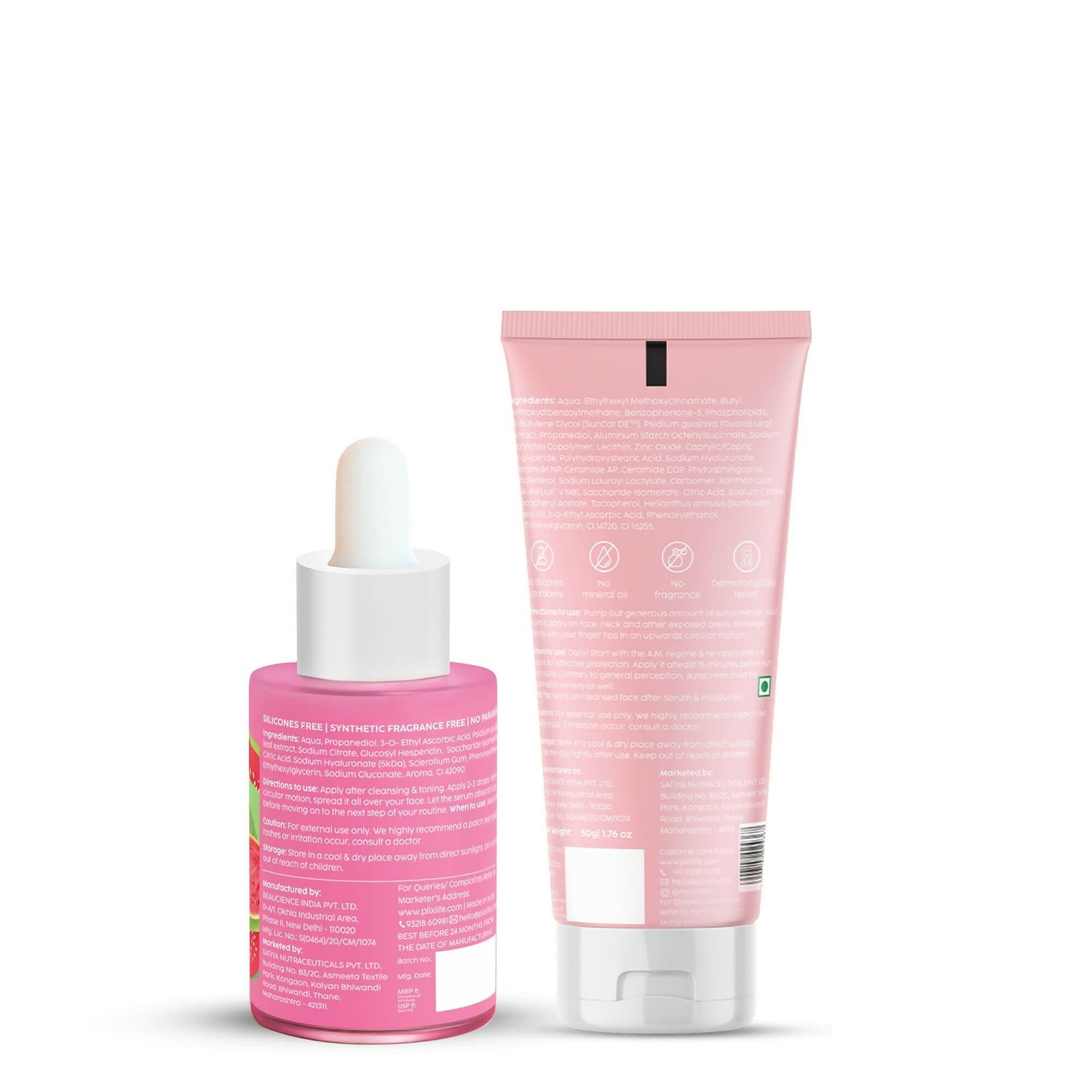 PLIX The Plant Fix SPF 50+ Guava Glow Sunscreen & 10% Vitamin C Guava Face Serum