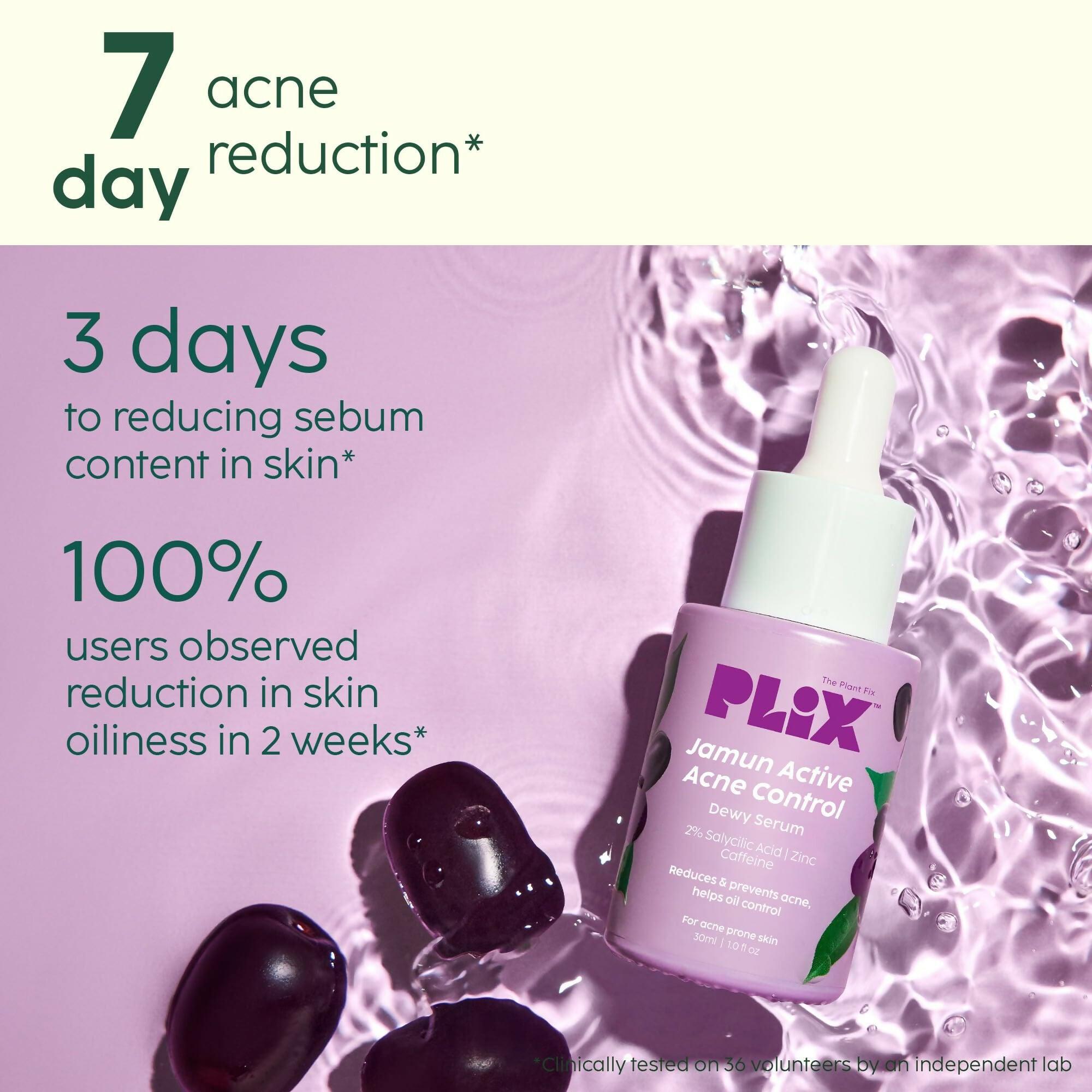 PLIX The Plant Fix 2% Salicylic Acid Jamun Active Acne Control Dewy Serum For Active Acne & Dark Spot Reduction