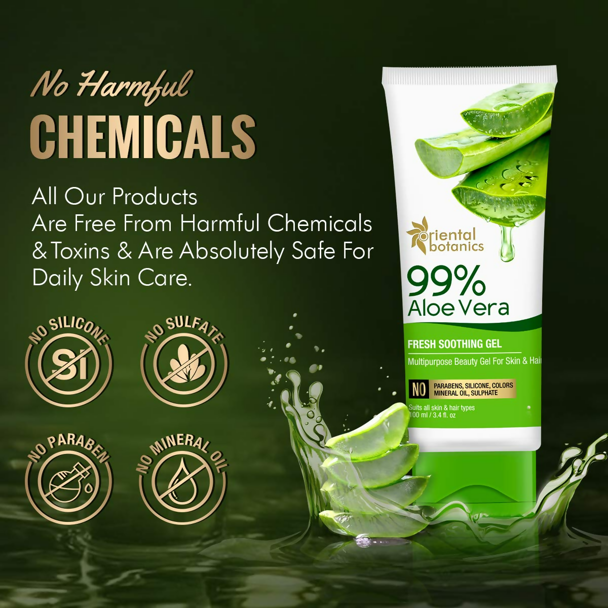 Oriental Botanics 99% Aloe Vera Fresh Soothing Gel For Skin & Hair