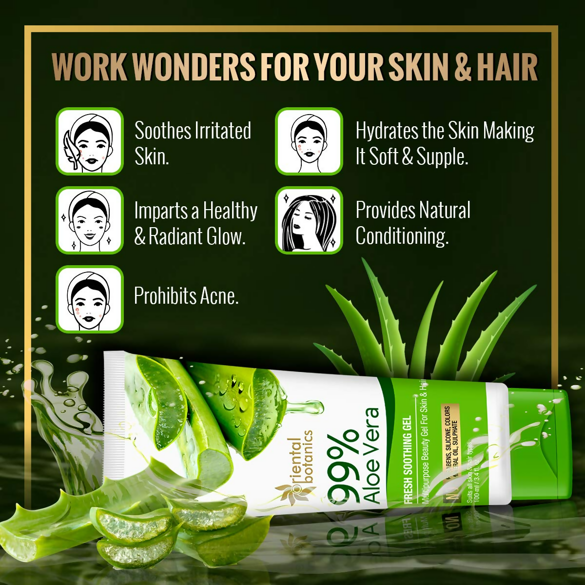 Oriental Botanics 99% Aloe Vera Fresh Soothing Gel For Skin & Hair
