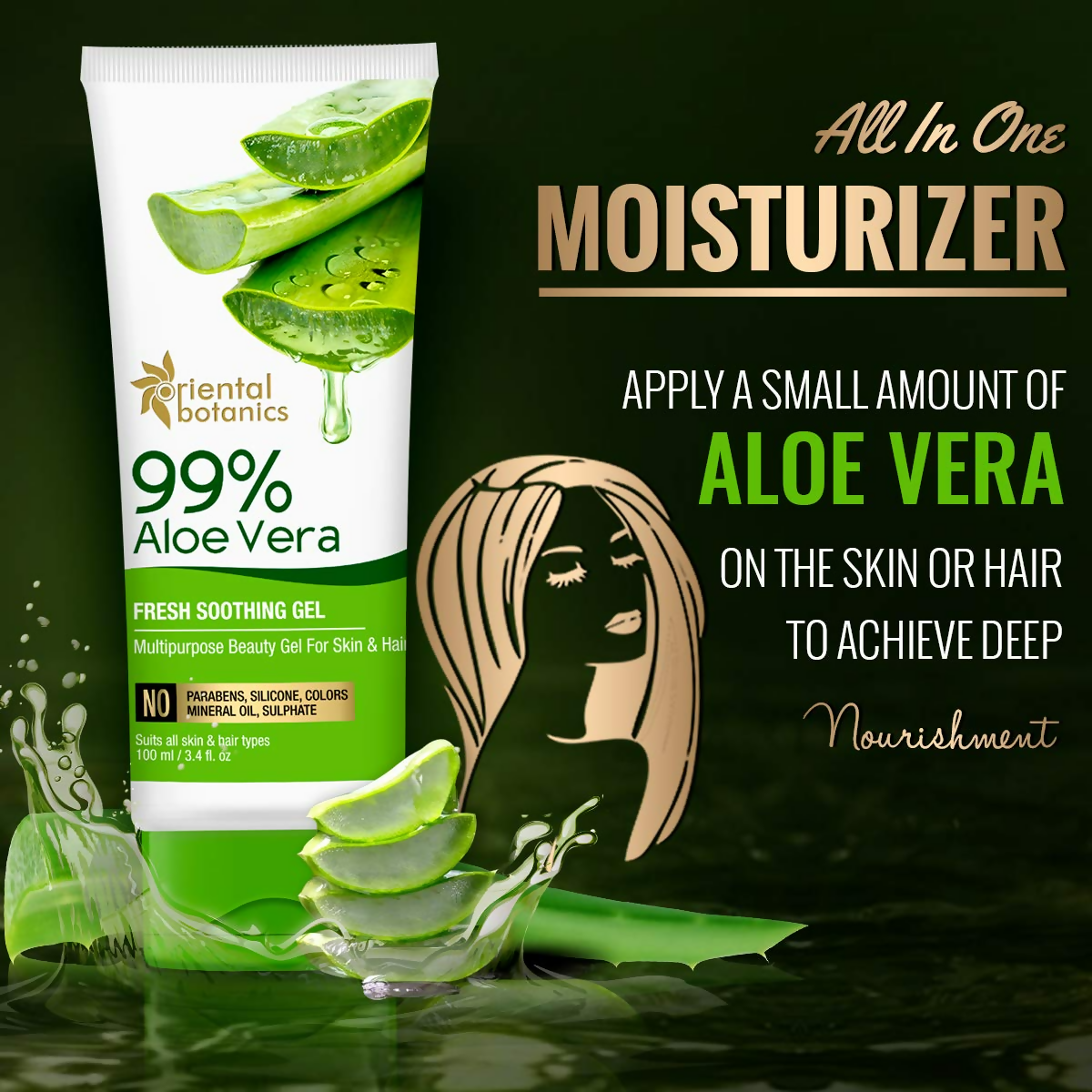 Oriental Botanics 99% Aloe Vera Fresh Soothing Gel For Skin & Hair