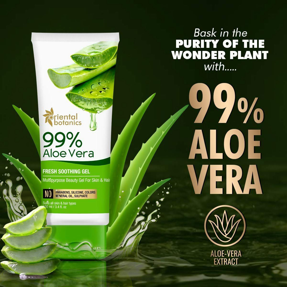 Oriental Botanics 99% Aloe Vera Fresh Soothing Gel For Skin & Hair