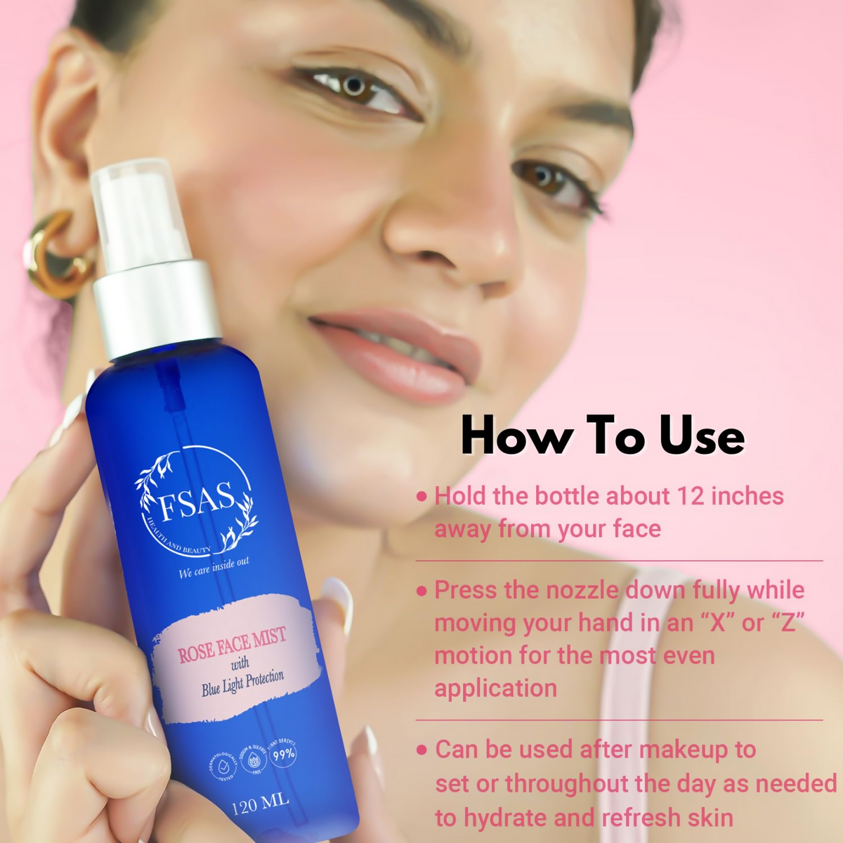 FSAS Health and Beauty 99% Plant Derived Rose Face Mist
