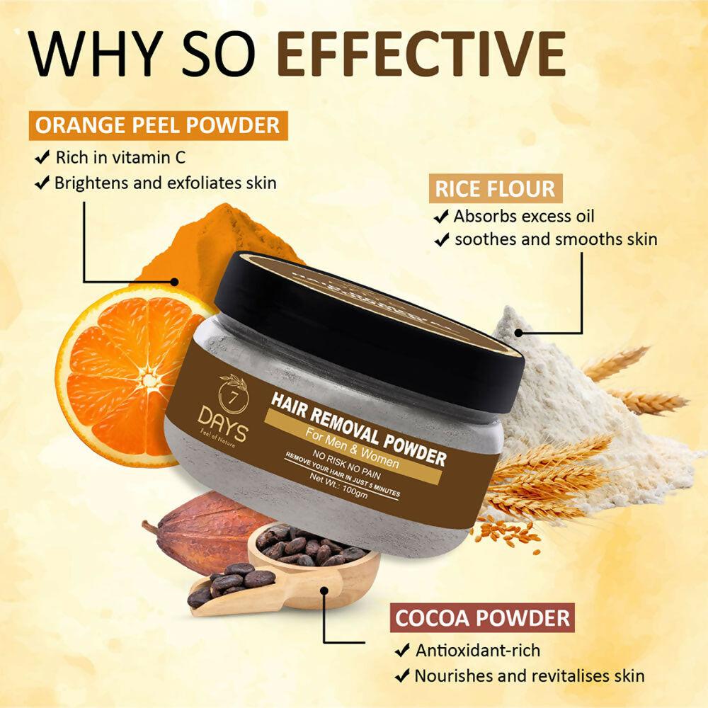 7 Days Pure Hair Removal Powder Three in one Use For Powder D-Tan Skin, Removing Hair Cream