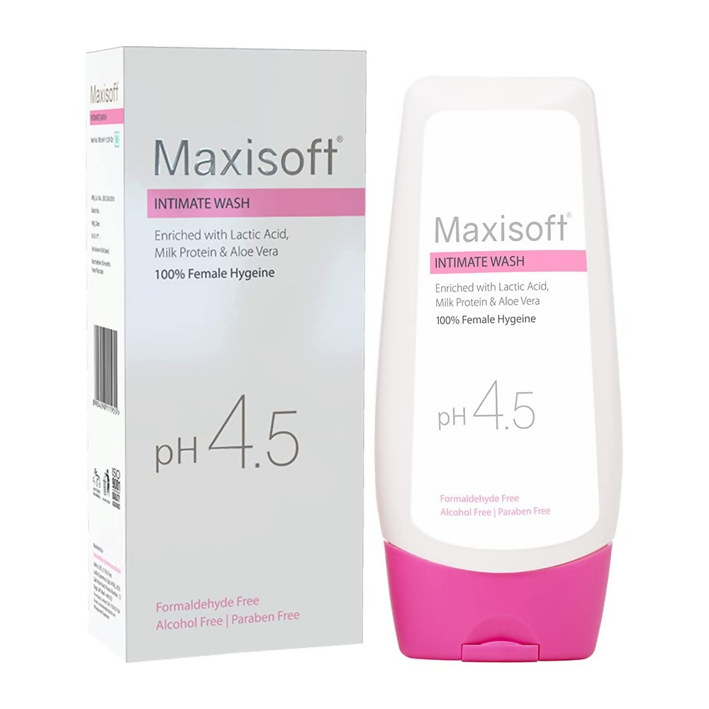 Maxisoft Intimate Wash With Aloe Vera, Glycerine Licorice Redberry Tea Tree Oil & Tulsi pH 4.5 Balanced