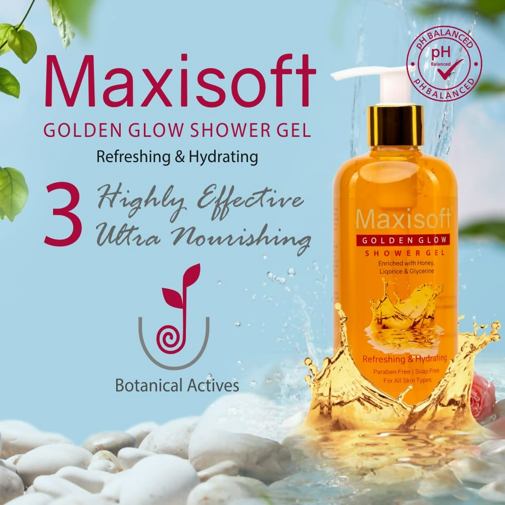 Maxisoft Golden Glow Shower Gel Refreshing & Hydrating pH Balanced