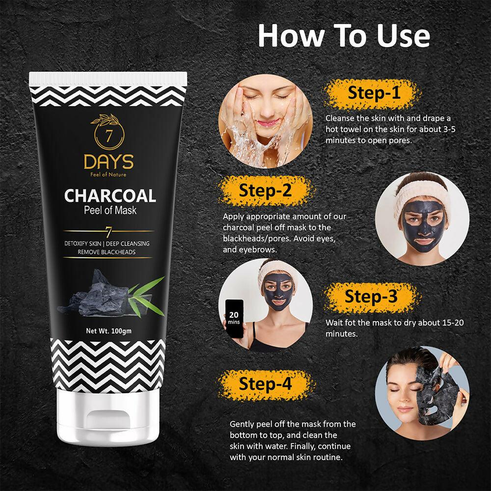 7 Days Activated Charcoal Face Mask - Peel Off - No Parabens & Mineral Oils