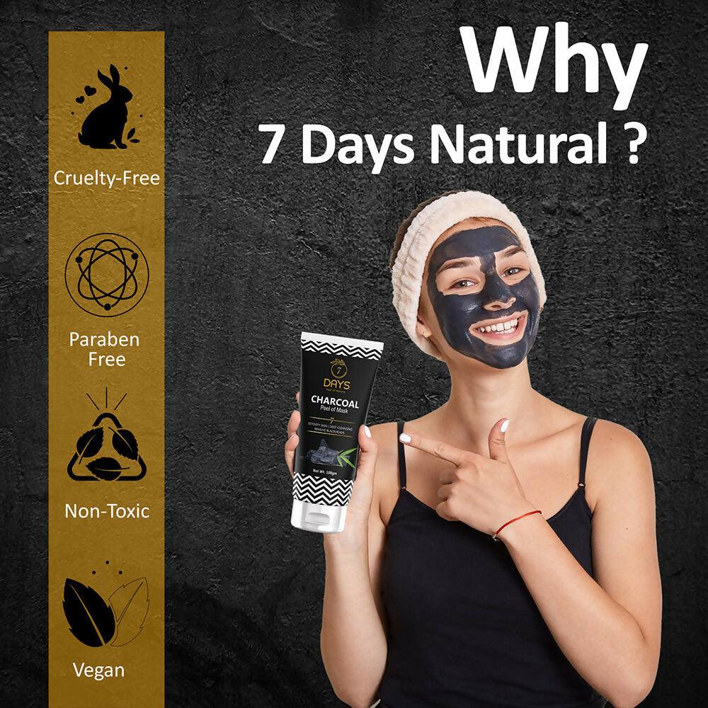 7 Days Activated Charcoal Face Mask - Peel Off - No Parabens & Mineral Oils