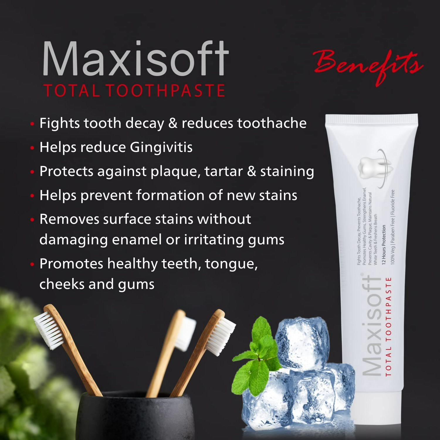 Maxisoft Total Toothpaste With Akarkara Babool Bakul Camphor Elaichi Pipli & Clove