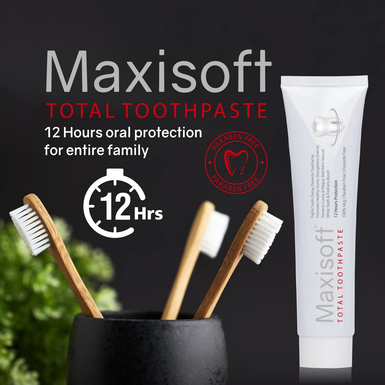 Maxisoft Total Toothpaste With Akarkara Babool Bakul Camphor Elaichi Pipli & Clove