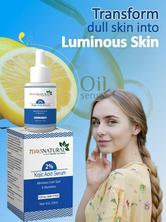 7 Days 2% Kojic Acid Face Serum with Niacinamide for Dark Spots Pigmentation