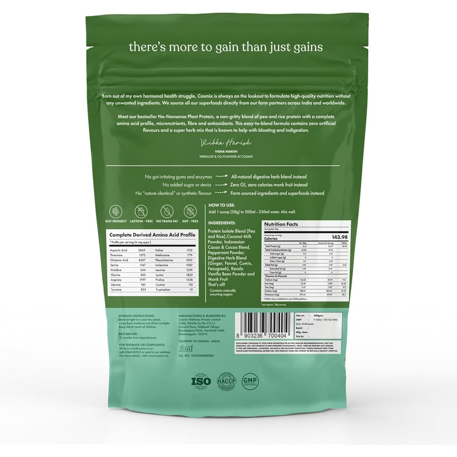 Cosmix No Nonsense Plant Protein - Mint Chocolat Cacao