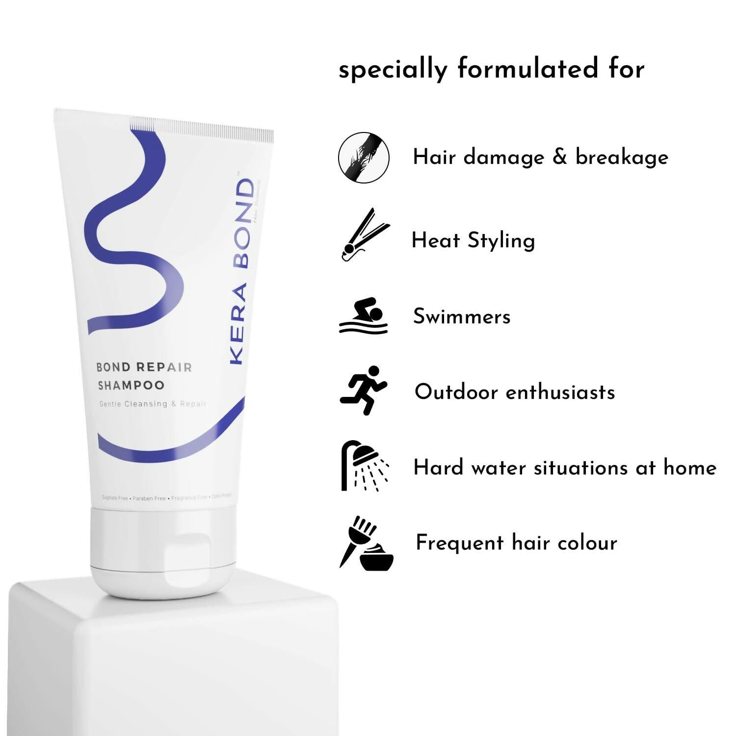 KERA BOND Hair Science Repair Shampoo For Damaged Hair, Keratin Treated Hair, Colored Or Bleached Hair