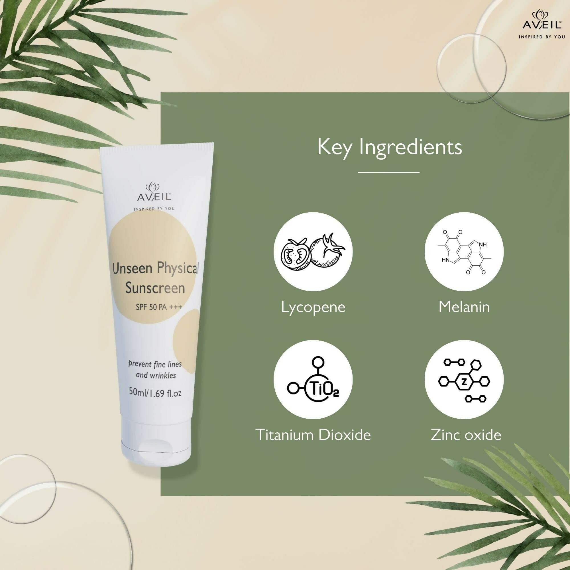 Aveil Unseen Physical Sunscreen SPF 50 PA +++