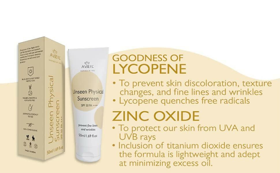 Aveil Unseen Physical Sunscreen SPF 50 PA +++