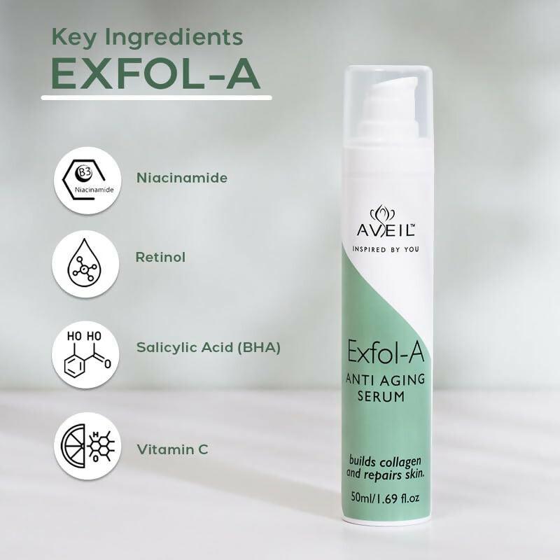Aveil Exfol-A Anti Aging Face Serum - Renews & Repairs Skin Overnight