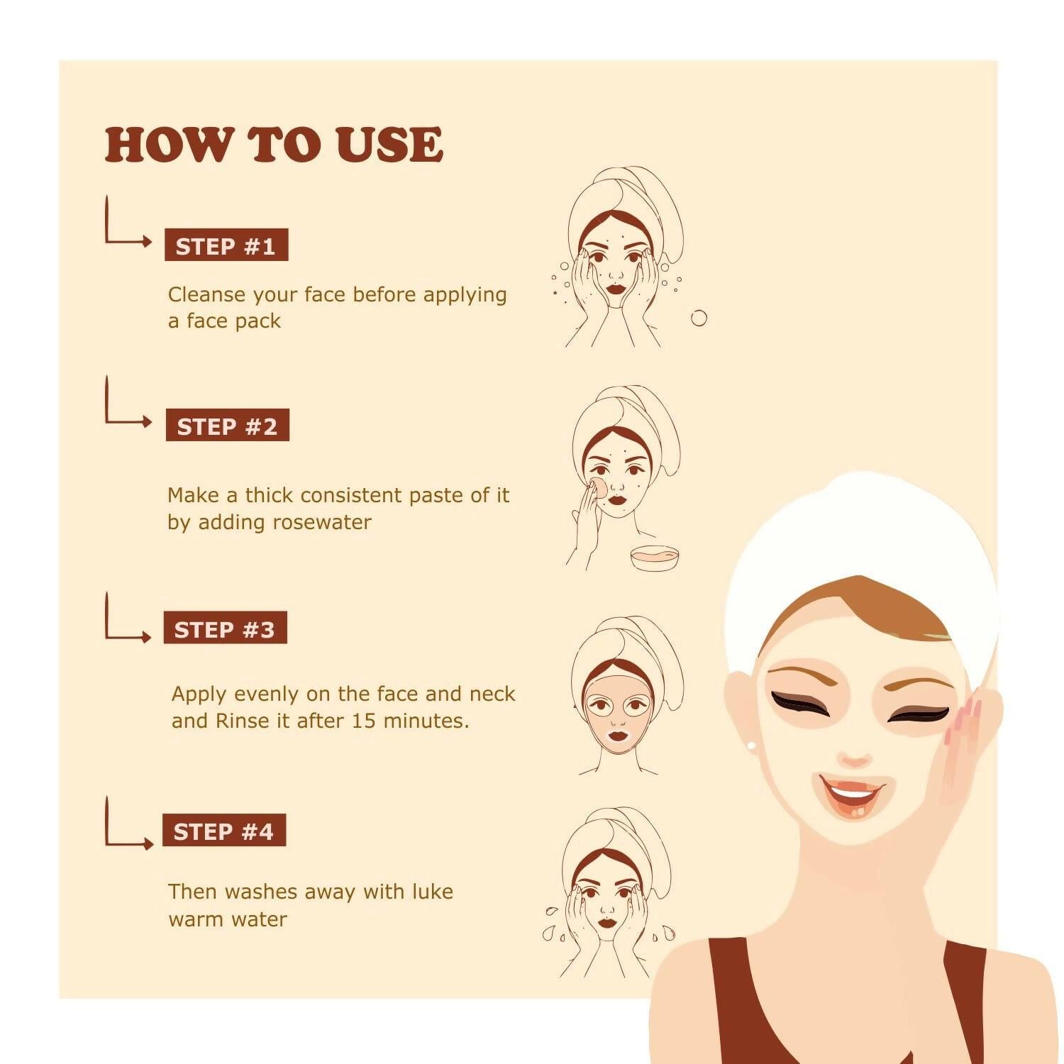 Kimayra Sandalwood + Saffron Face Pack Powder For Brighter Skin Tone, Helps In Anti-Ageing & Soothes Skin