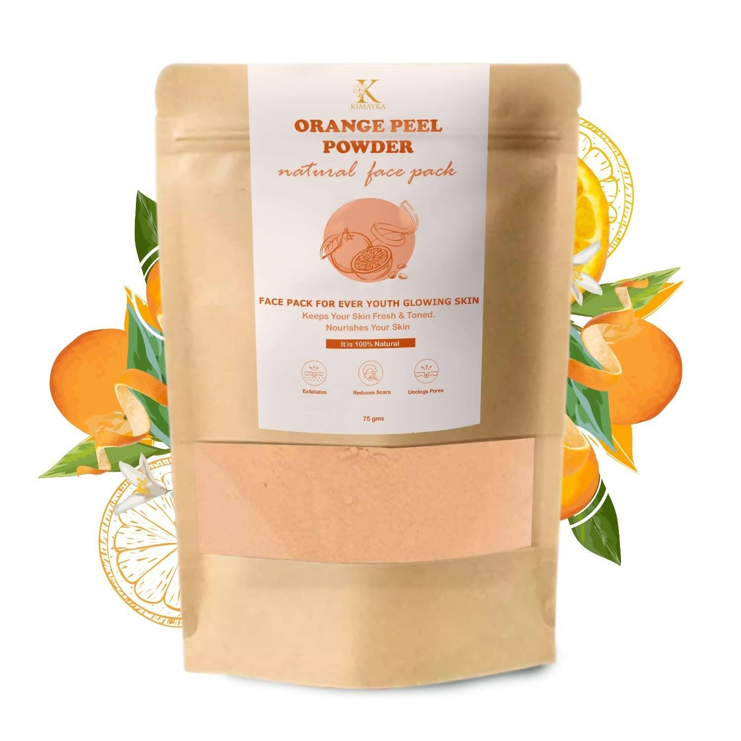 Kimayra Natural Orange Peel Powder Face Pack For Youth Glowing Skin & Reduces Scars