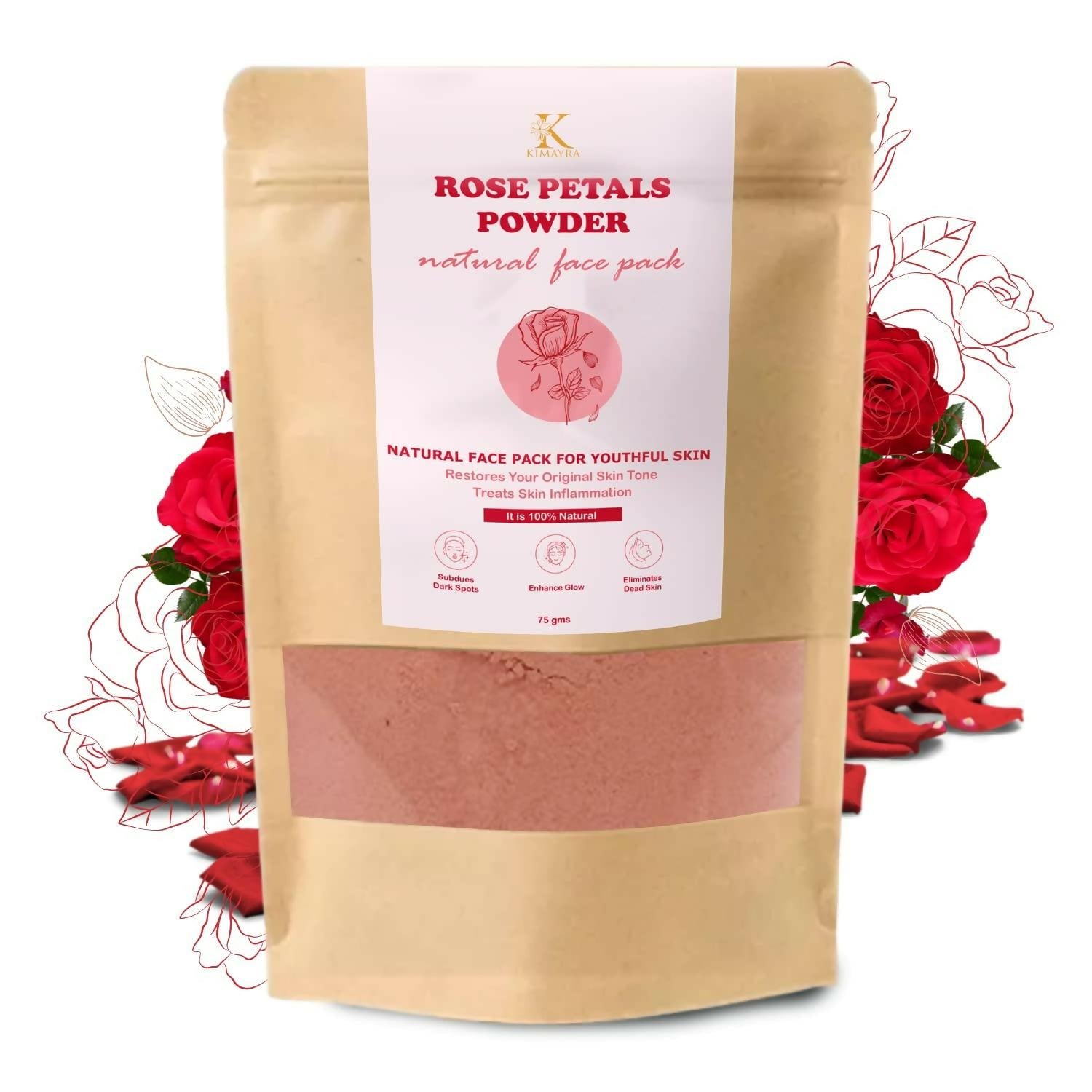 Kimayra Rose Petals Powder For YouthFul Skin & Glowing Skin Care