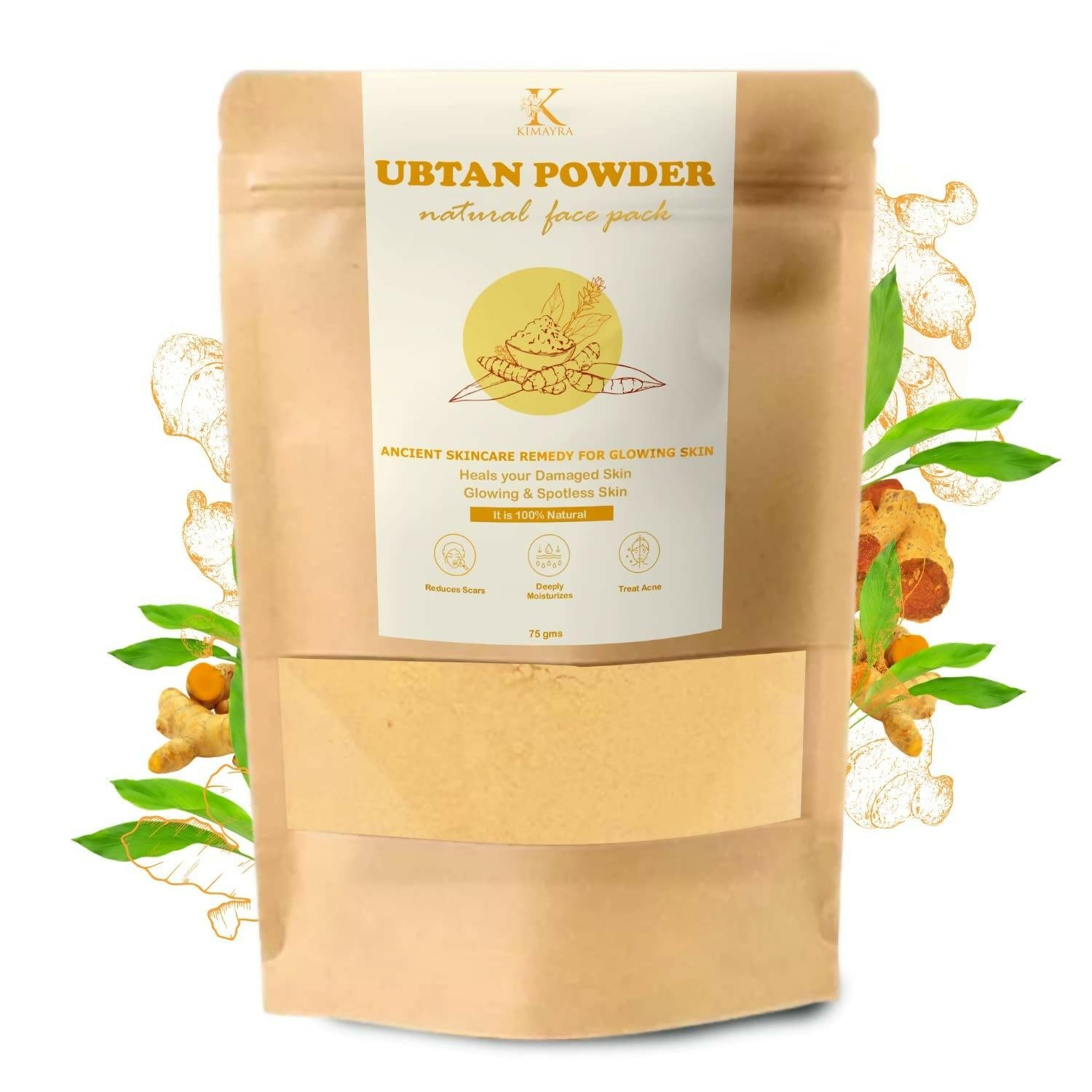 Kimayra Natural Ubtan Powder Face Pack For Glowing Skin Care - Spotless Skin, Treat Acne & Reduces Scars