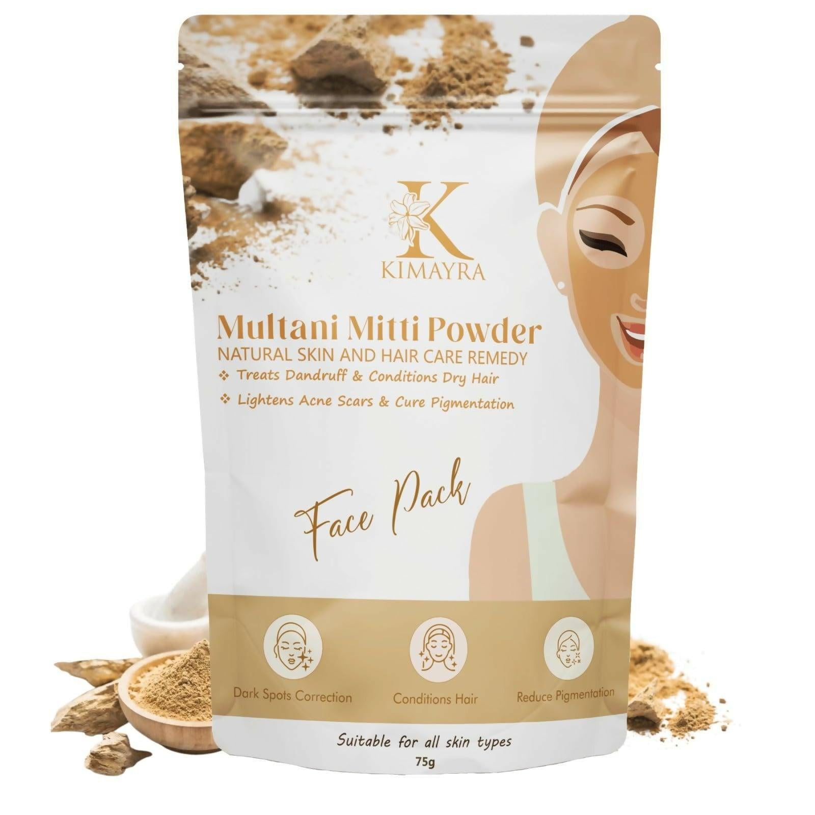 Kimayra Multani Mitti Natural Skin & Hair Care Pack - Reduce Pigmentation