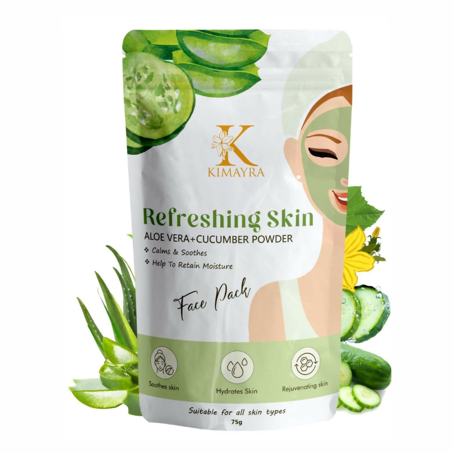 Kimayra Aloe Vera + Cucumber Face Pack Powder For Refreshing Glow Skin, Helps In Anti – Ageing