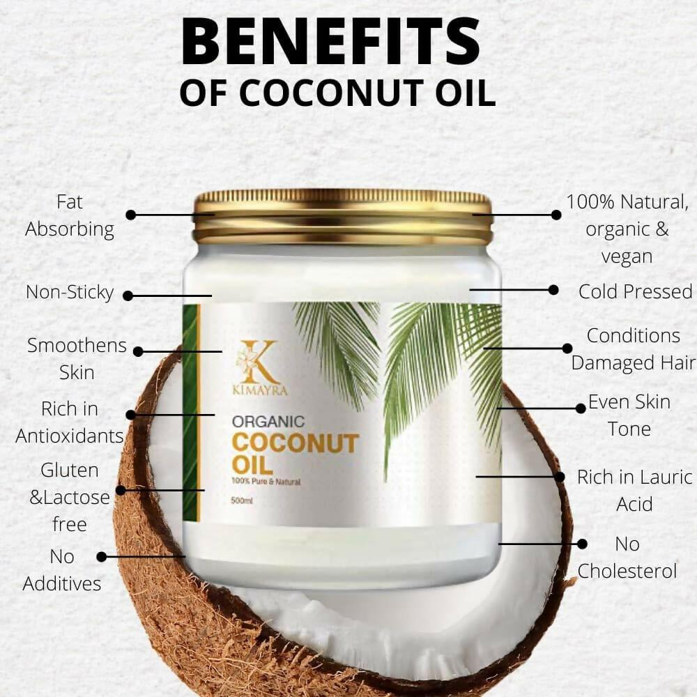 Kimayra World Organic Cold Pressed Coconut Oil with Natural Aroma of Coconut Oil for Hair & Dry Skin