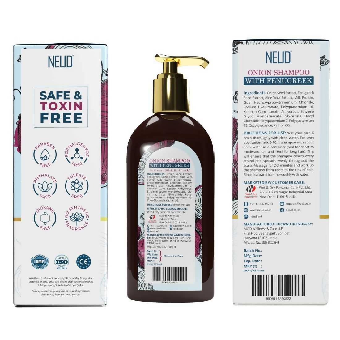Neud Onion Hair Shampoo with Fenugreek for Men & Women