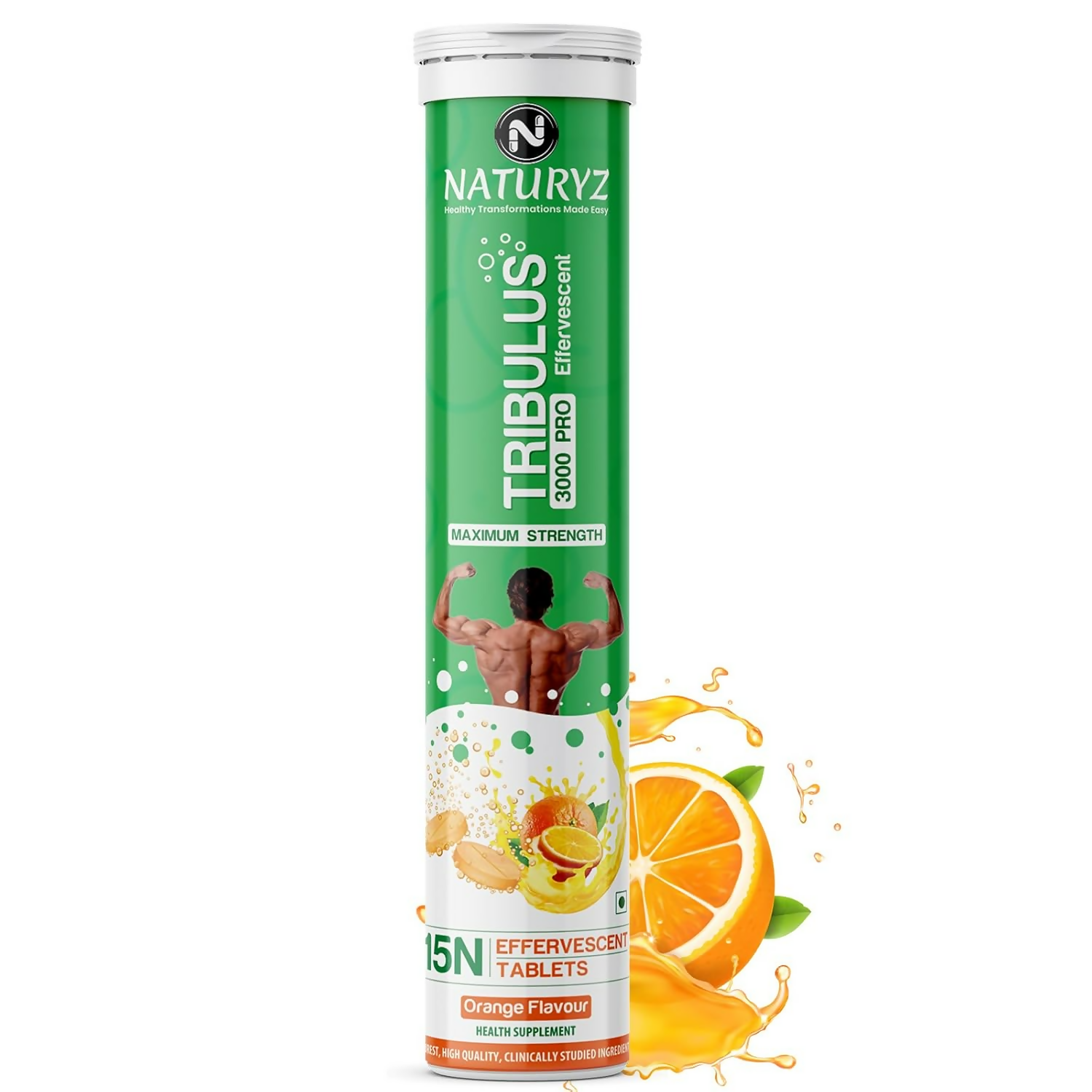 Naturyz Tribulus Terrestris 3000 Pro Gokshura Effervescent Tablets (Orange Flavour)